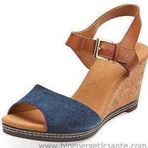 Clarks Helio Jet blue Strap Suede Wedge Sandal 6